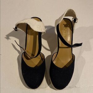 J. Crew Black and Cream Espadrilles